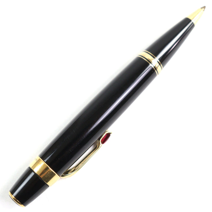 人気○MONTBLANC モンブラン ボエムルージュ ロゴ刻印 ストーン付 ホワイトスター ツイスト式 ボールペン ブラック ゴールド 筆記確認済