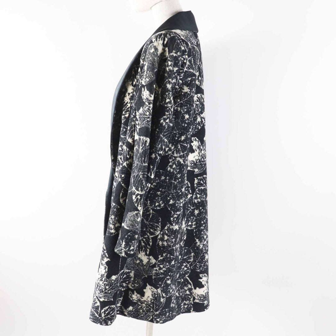 極美品◎CHANEL シャネル P60011 一部・裏地シルク100％ ココボタン 総柄 ショールカラーコート ブラック ライトベージュ 36 仏製 正規品