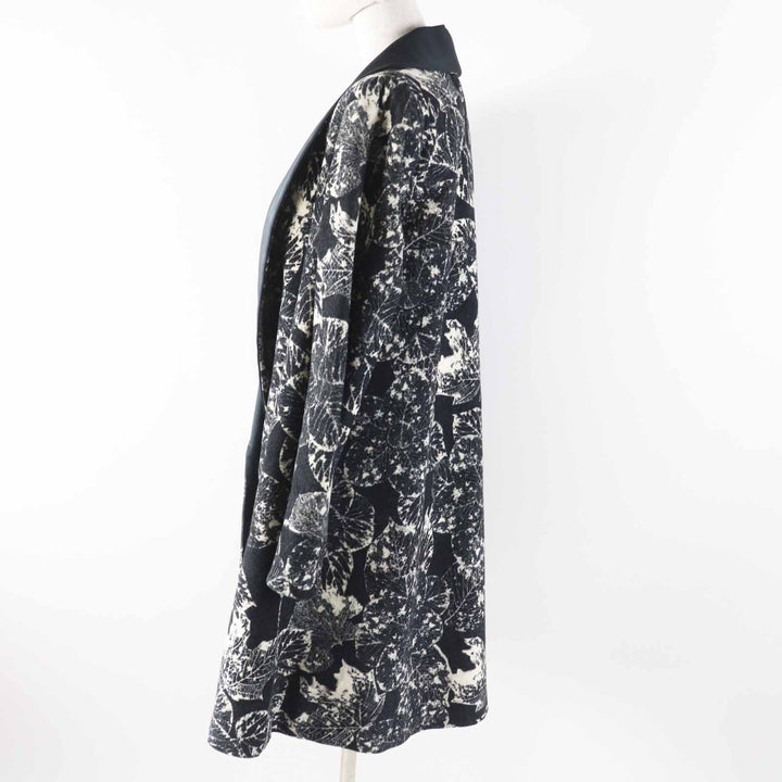 極美品◎CHANEL シャネル P60011 一部・裏地シルク100％ ココボタン 総柄 ショールカラーコート ブラック ライトベージュ 36 仏製 正規品