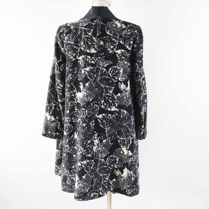 極美品◎CHANEL シャネル P60011 一部・裏地シルク100％ ココボタン 総柄 ショールカラーコート ブラック ライトベージュ 36 仏製 正規品