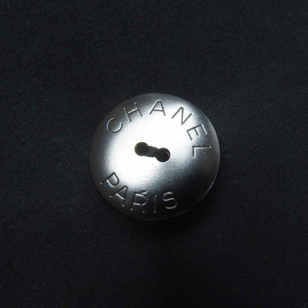極美品◎CHANEL シャネル P60011 一部・裏地シルク100％ ココボタン 総柄 ショールカラーコート ブラック ライトベージュ 36 仏製 正規品