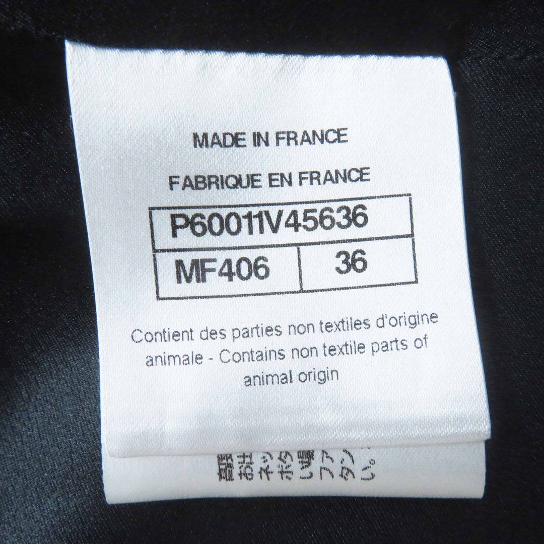 極美品◎CHANEL シャネル P60011 一部・裏地シルク100％ ココボタン 総柄 ショールカラーコート ブラック ライトベージュ 36 仏製 正規品