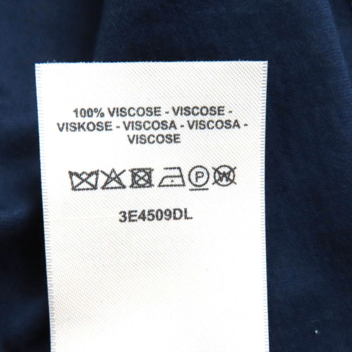 極美品★HERMES エルメス 23SS 3E4509DL コットン100％ Hロゴ刺繍入り ポケット付 クルーネック 半袖 ワンピース ネイビー 36 正規品