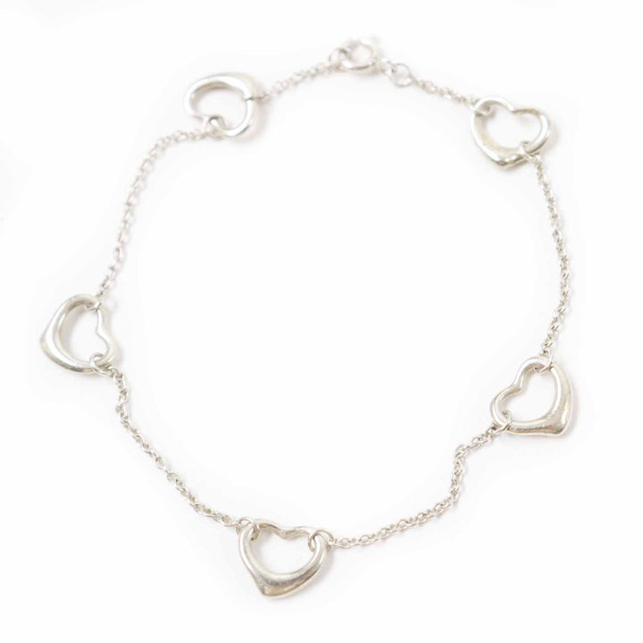 良品◎TIFFANY&amp;Co. ティファニー オープンハート 5P ブレスレット アクセサリー SV925 シルバー 重量3.7g レディース