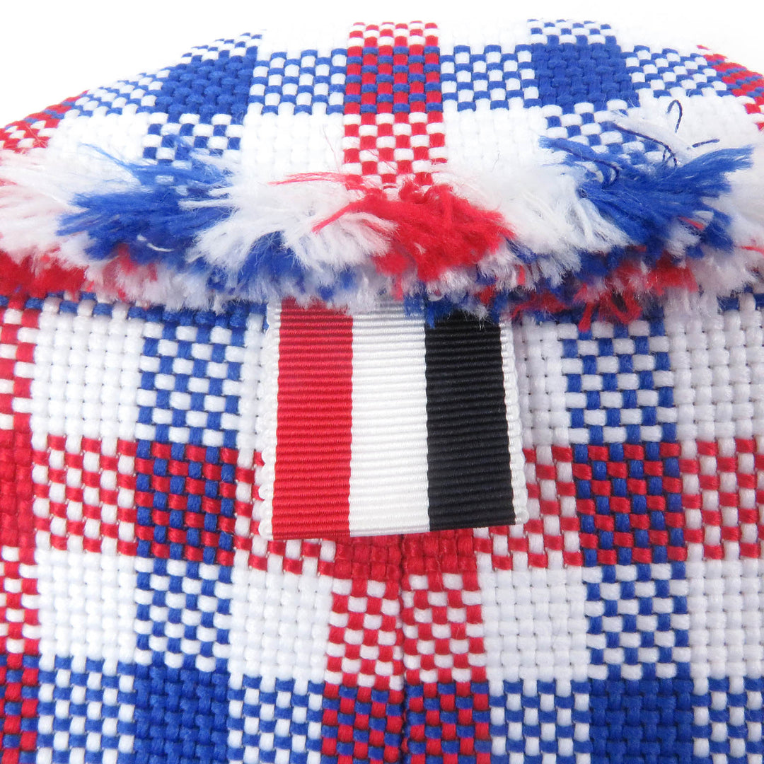 極美品□THOM BROWNE トムブラウン ギンガムチェック フリンジデザイン シングル テーラードジャケット レッド ブルー 2 日本製 正規品