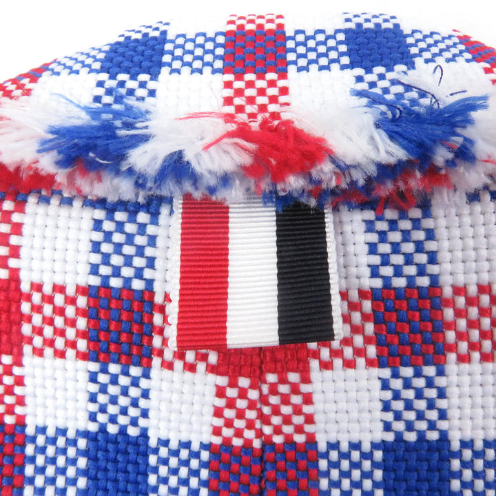 極美品□THOM BROWNE トムブラウン ギンガムチェック フリンジデザイン シングル テーラードジャケット レッド ブルー 2 日本製 正規品