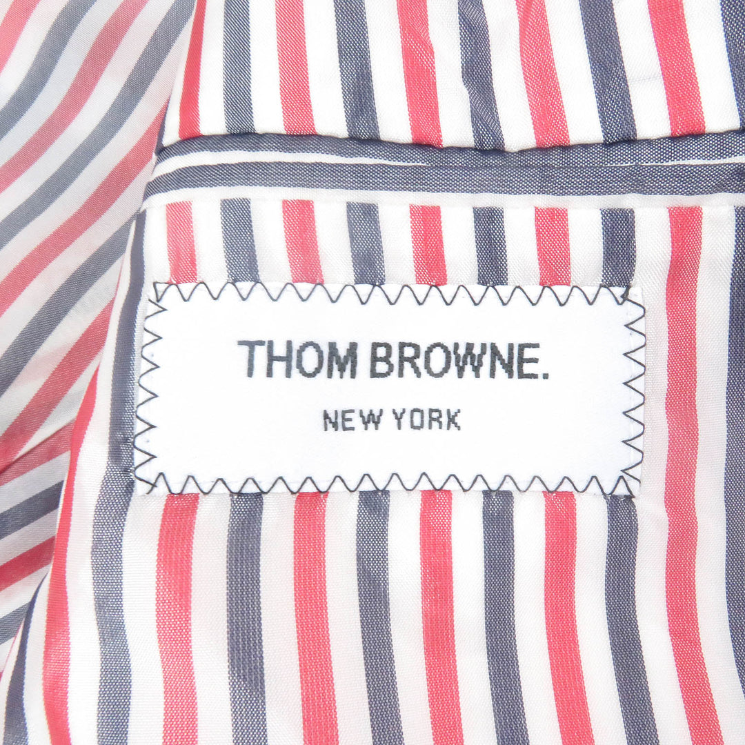 極美品□THOM BROWNE トムブラウン ギンガムチェック フリンジデザイン シングル テーラードジャケット レッド ブルー 2 日本製 正規品