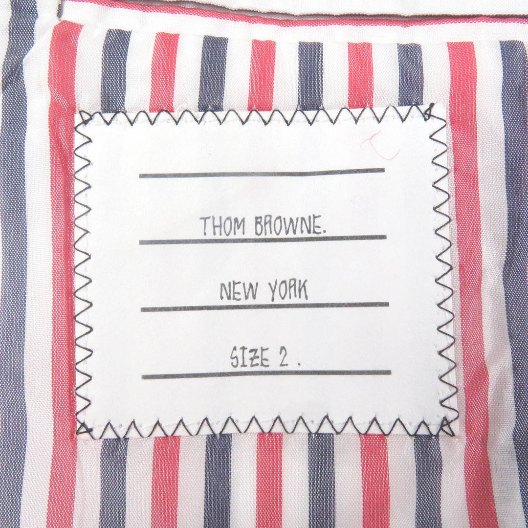 極美品□THOM BROWNE トムブラウン ギンガムチェック フリンジデザイン シングル テーラードジャケット レッド ブルー 2 日本製 正規品