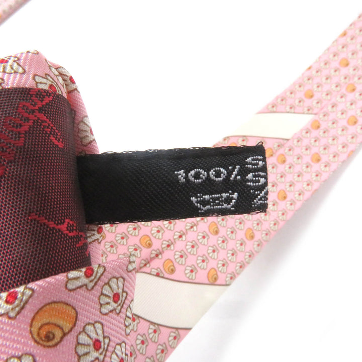 未使用品□Salvatore Ferragamo サルヴァトーレフェラガモ シルク100％ シェル 総柄 ワイドタイ ネクタイ ピンク 箱付き イタリア製