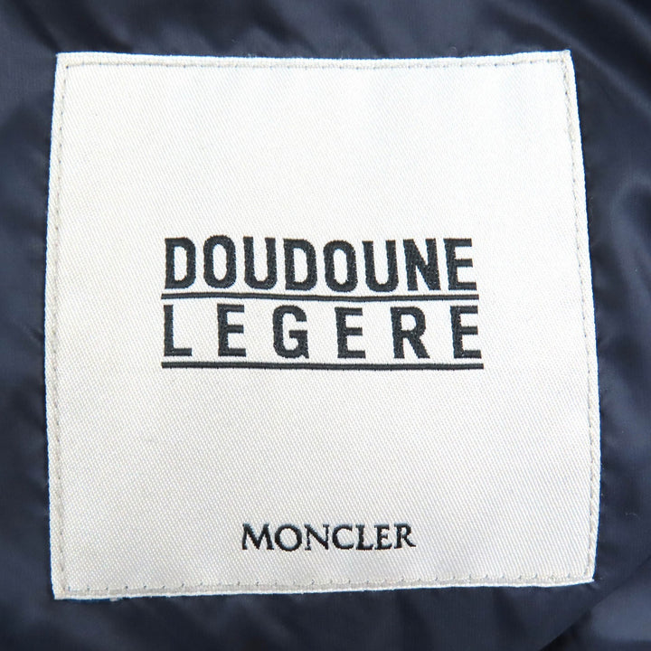 良品△MONCLER モンクレール WILLM ウィルム ロゴワッペン トリコロール フード付き ダブルジップ ダウンジャケット ネイビー 0 正規品