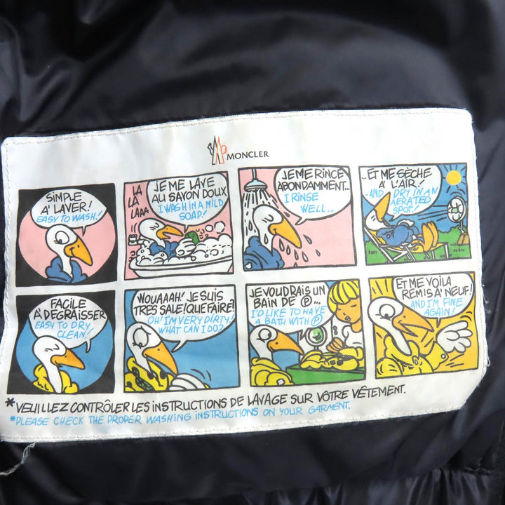 良品△MONCLER モンクレール WILLM ウィルム ロゴワッペン トリコロール フード付き ダブルジップ ダウンジャケット ネイビー 0 正規品