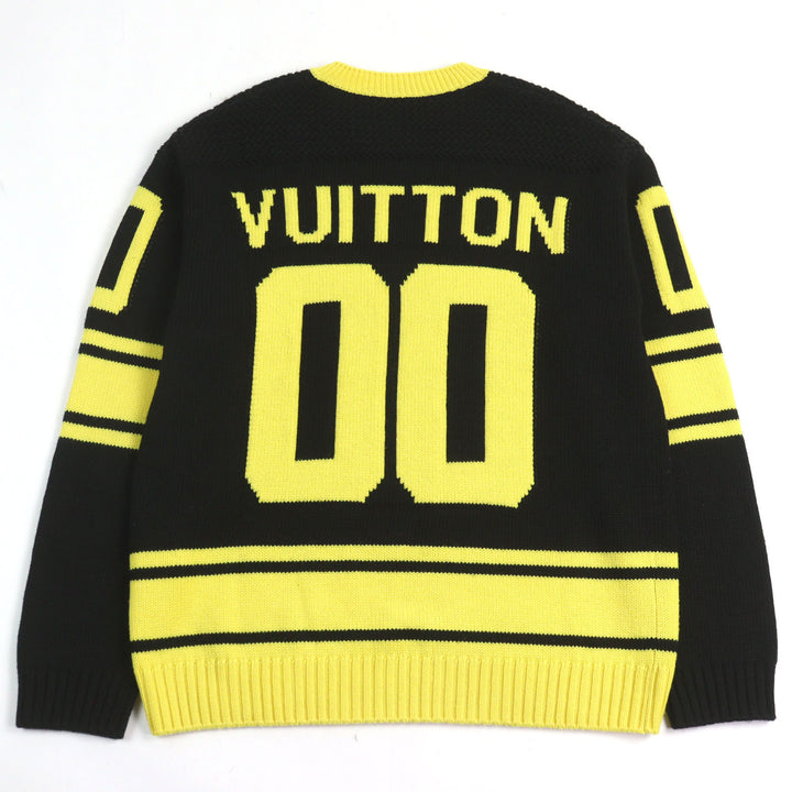 美品○LOUIS VUITTON ルイヴィトン 22SS HMN86W LVインタルシアフットボールニット Amen Break ロゴ刺繍 Vネック セーター S 正規 メンズ