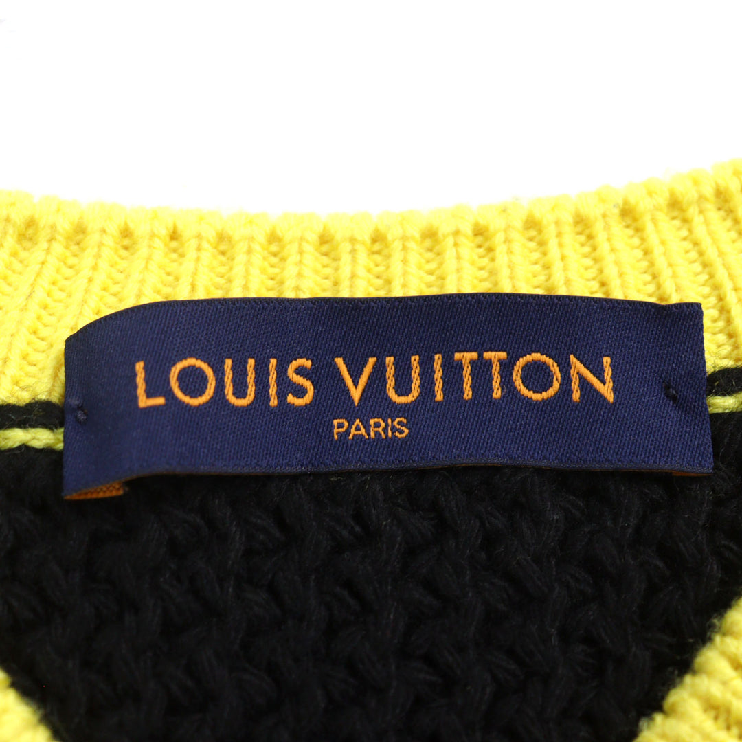 美品○LOUIS VUITTON ルイヴィトン 22SS HMN86W LVインタルシアフットボールニット Amen Break ロゴ刺繍 Vネック セーター S 正規 メンズ