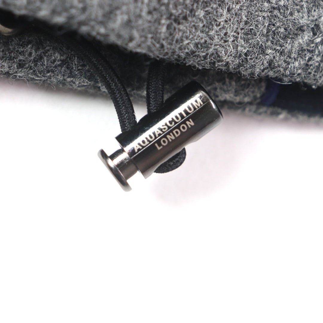 極美品▼Aquascutum アクアスキュータム ツイード ロゴ入りボタン 比翼仕立て ジップアップ ダウンジャケット グレー M 正規品 メンズ
