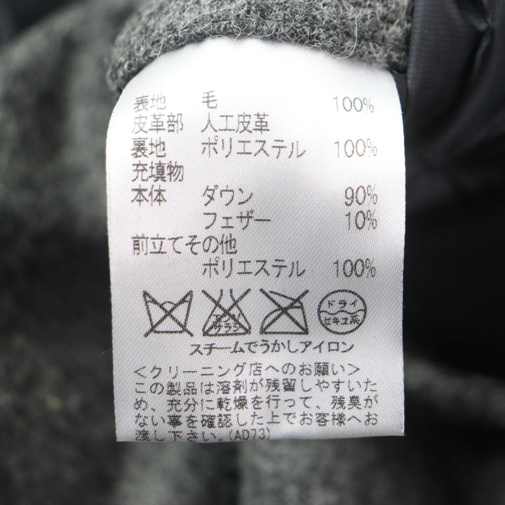 極美品▼Aquascutum アクアスキュータム ツイード ロゴ入りボタン 比翼仕立て ジップアップ ダウンジャケット グレー M 正規品 メンズ