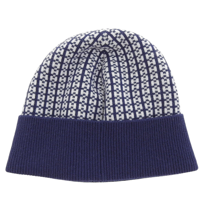 未使用品▲HERMES エルメス 23AW 232019N BONNET FEMME カシミヤ100％ Hロゴ ニットキャップ ネイビー M 保存袋付 イタリア製 レディース