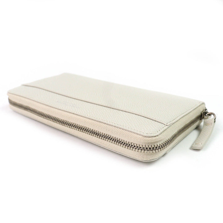 極美品△GLOBE TROTTER グローブトロッター ロゴ入り ラウンドファスナー レザー ロングウォレット 長財布 ライトベージュ系 箱・袋付き