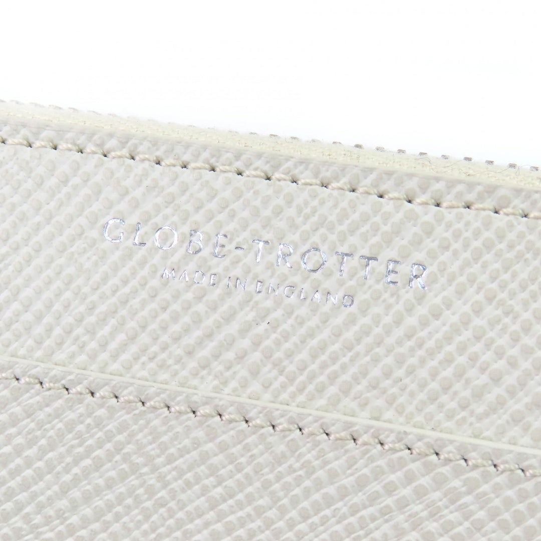 極美品△GLOBE TROTTER グローブトロッター ロゴ入り ラウンドファスナー レザー ロングウォレット 長財布 ライトベージュ系 箱・袋付き