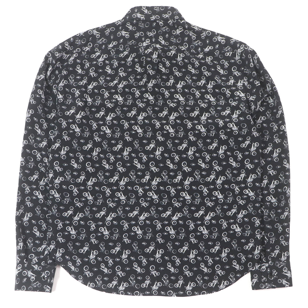 極美品□SAINT LAURENT PARIS サンローランパリ 2019年製 515299 シルク100％ バイク 総柄 長袖シャツ ブラック 36 イタリア製 正規品