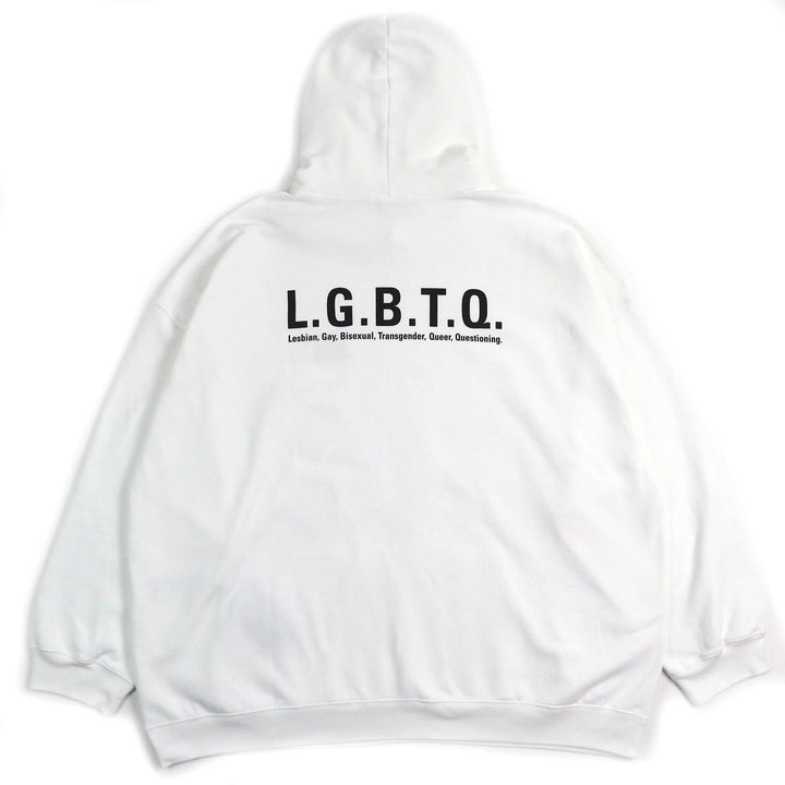 美品△BALENCIAGA バレンシアガ 21AW 651799 コットン100％ LGBTQロゴ レインボー刺繍 オーバーサイズ プルオーバー パーカー L 正規品