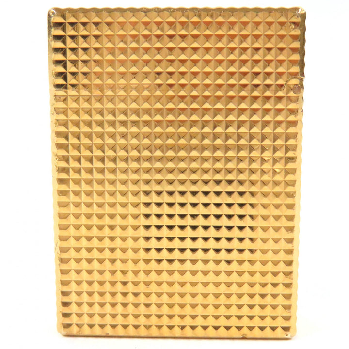 美品△Dupont デュポン ライン1 ショート ダイヤモンドヘッド 総柄 スクエア ローラー式 ガスライター 喫煙グッズ ゴールド 着火確認済み