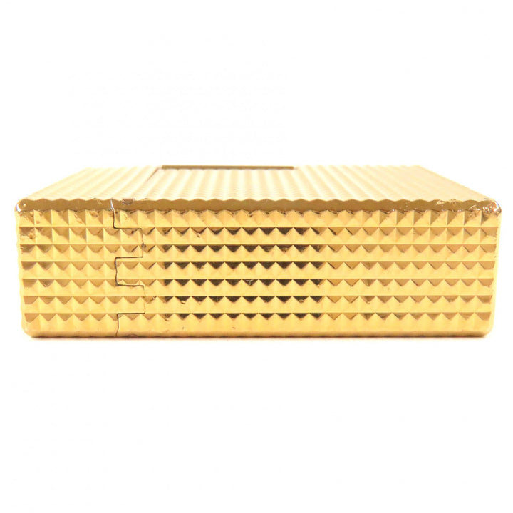 美品△Dupont デュポン ライン1 ショート ダイヤモンドヘッド 総柄 スクエア ローラー式 ガスライター 喫煙グッズ ゴールド 着火確認済み