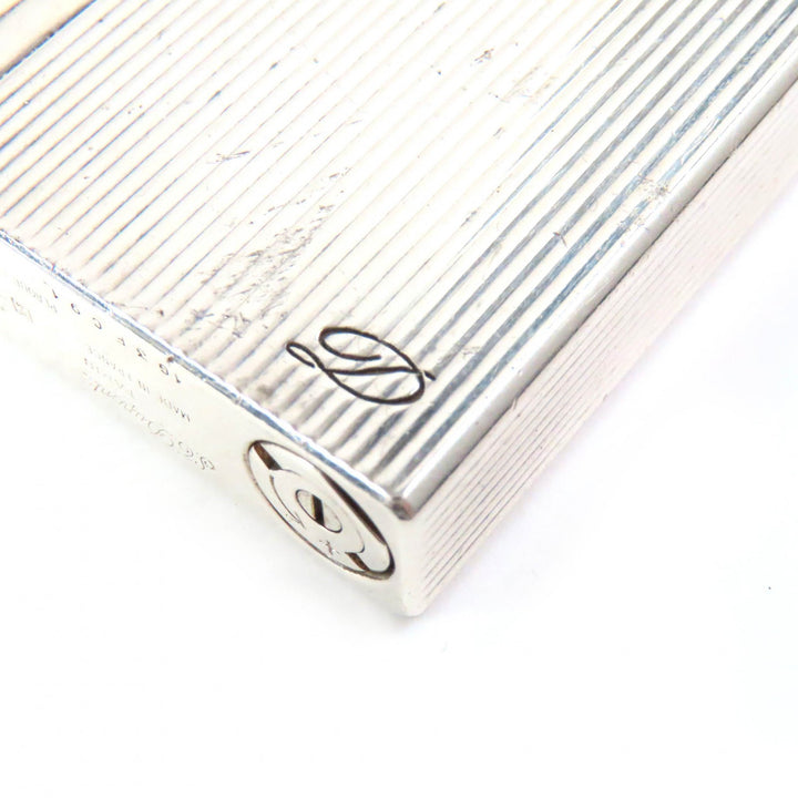 良品△Dupont デュポン ギャッツビー ストライプ ロゴ刻印 スクエア ローラー式 ガスライター 喫煙グッズ シルバー メンズ 着火確認済み