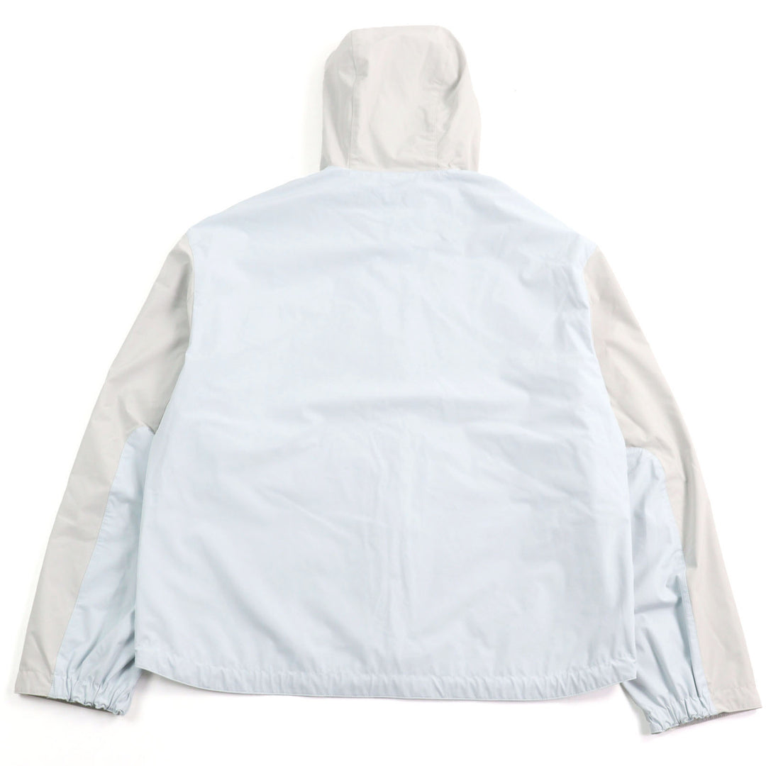 極美品○HERMES エルメス 24SS バイカラー フーデッド ダブルジップ ナイロンジャケット ライトグレー ライトブルー 50 正規品 メンズ
