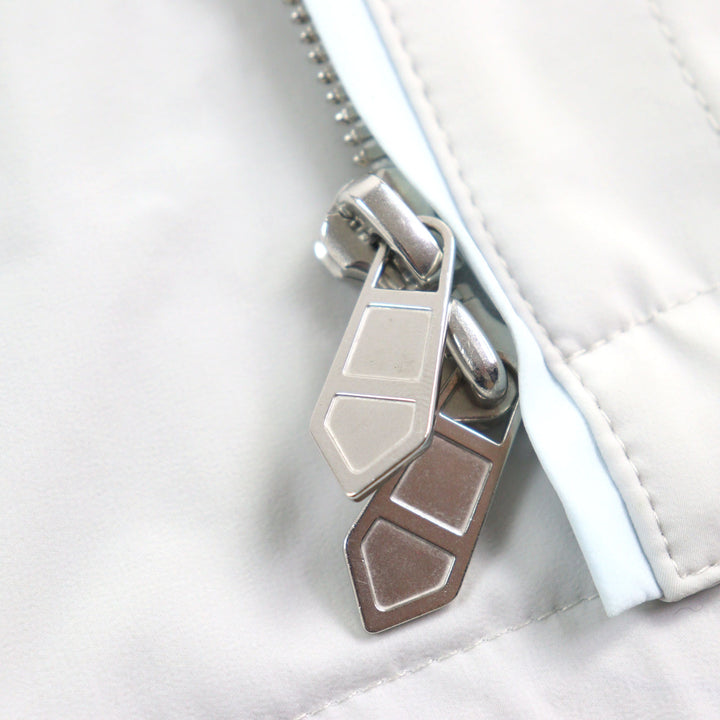 極美品○HERMES エルメス 24SS バイカラー フーデッド ダブルジップ ナイロンジャケット ライトグレー ライトブルー 50 正規品 メンズ