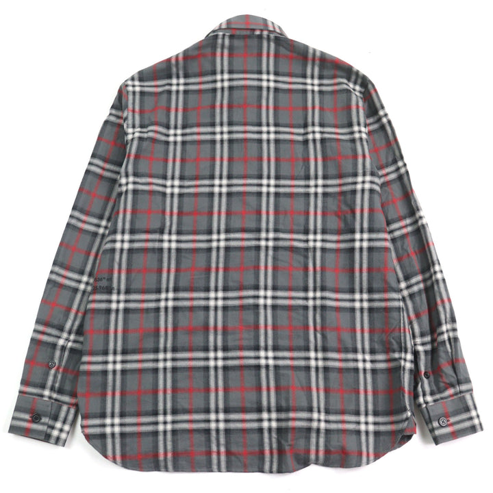 極美品○BURBERRY LONDON バーバリーロンドン 8057292 刺繍入り ブラーチェック ボタンダウン フランネル 長袖シャツ XS 正規品 メンズ