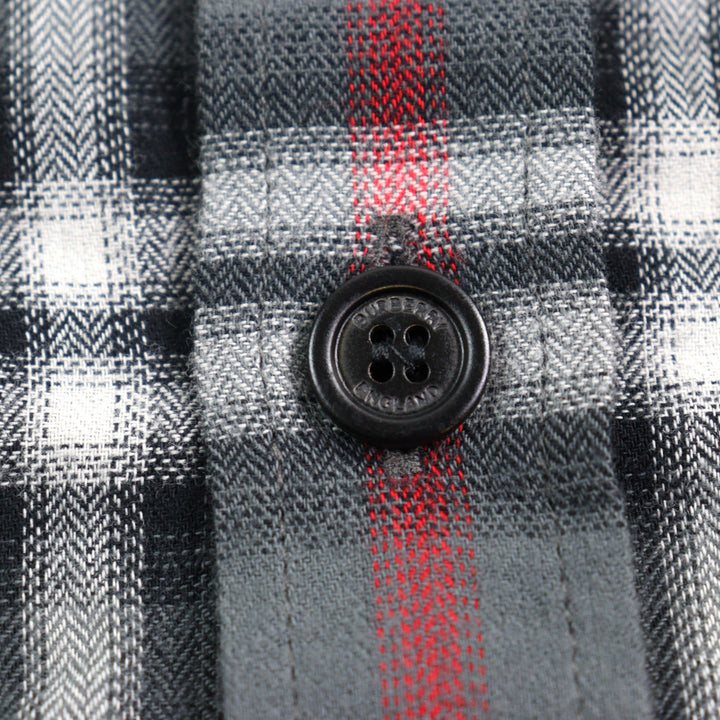極美品○BURBERRY LONDON バーバリーロンドン 8057292 刺繍入り ブラーチェック ボタンダウン フランネル 長袖シャツ XS 正規品 メンズ