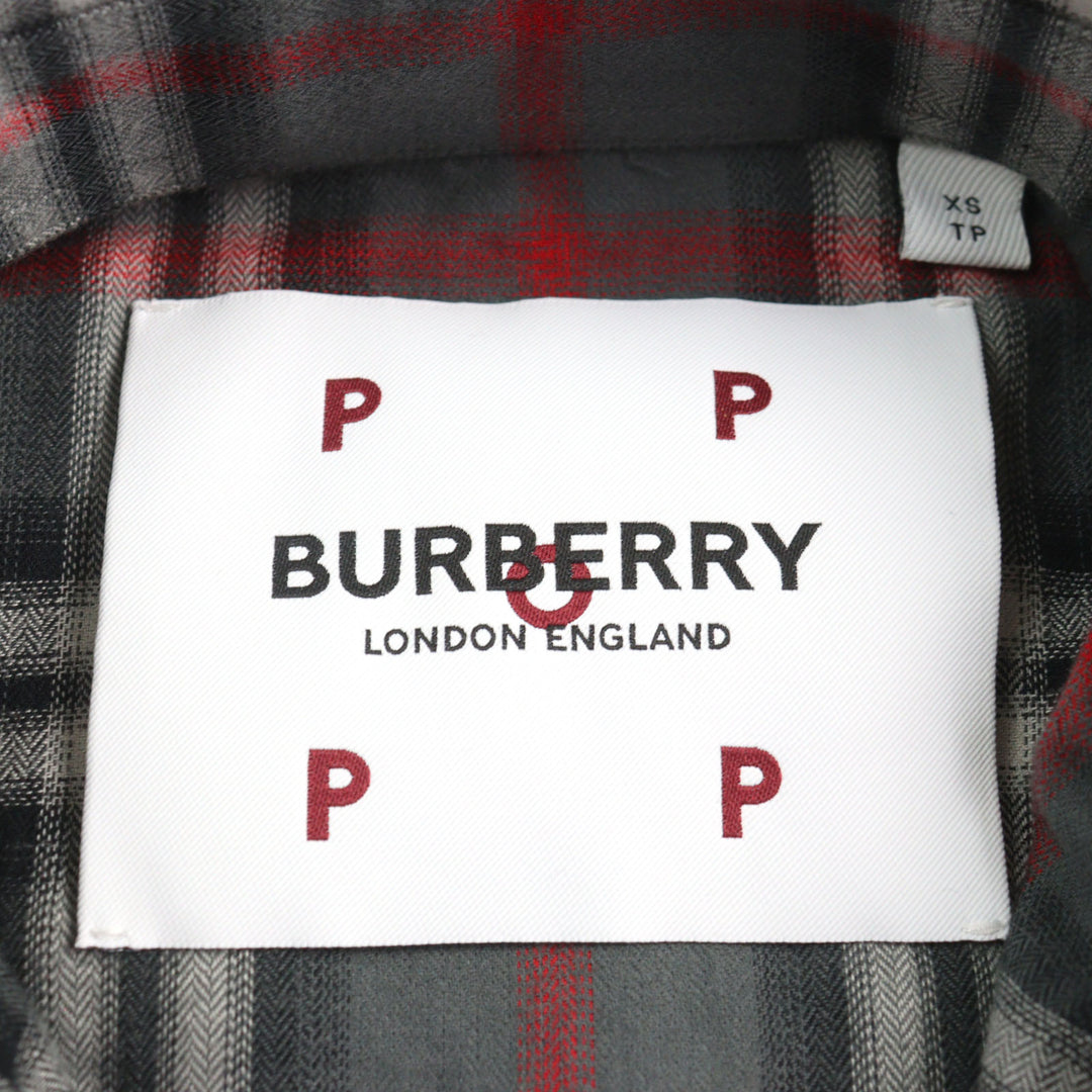 極美品○BURBERRY LONDON バーバリーロンドン 8057292 刺繍入り ブラーチェック ボタンダウン フランネル 長袖シャツ XS 正規品 メンズ