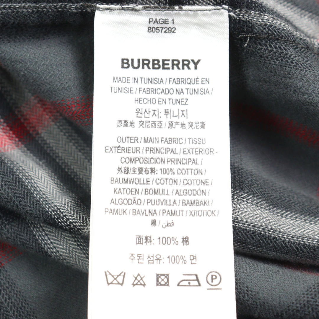 極美品○BURBERRY LONDON バーバリーロンドン 8057292 刺繍入り ブラーチェック ボタンダウン フランネル 長袖シャツ XS 正規品 メンズ