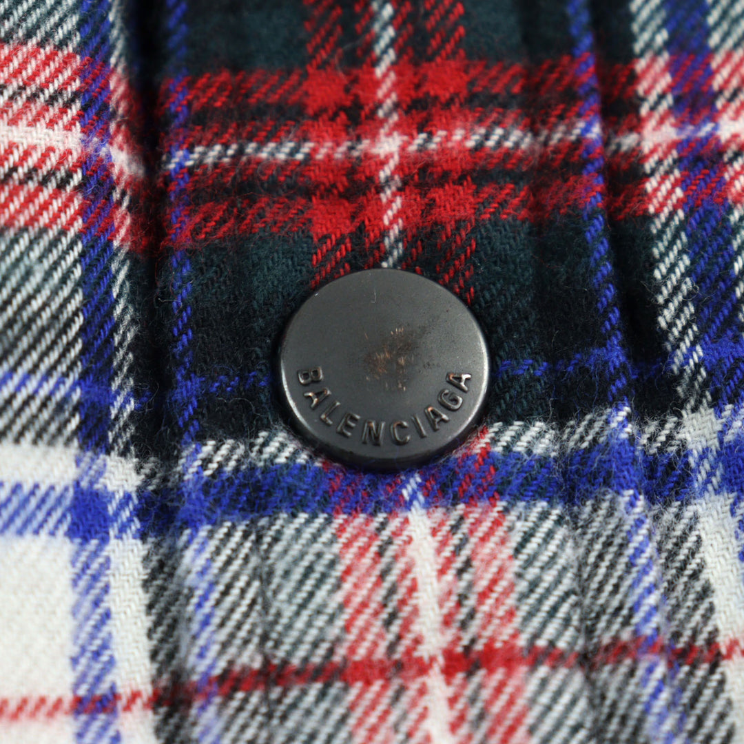 美品○BALENCIAGA バレンシアガ 23SS 699223 BLEACHED PLAID HOODED SHIRT フーデッド フランネル シャツジャケット S 正規品 メンズ