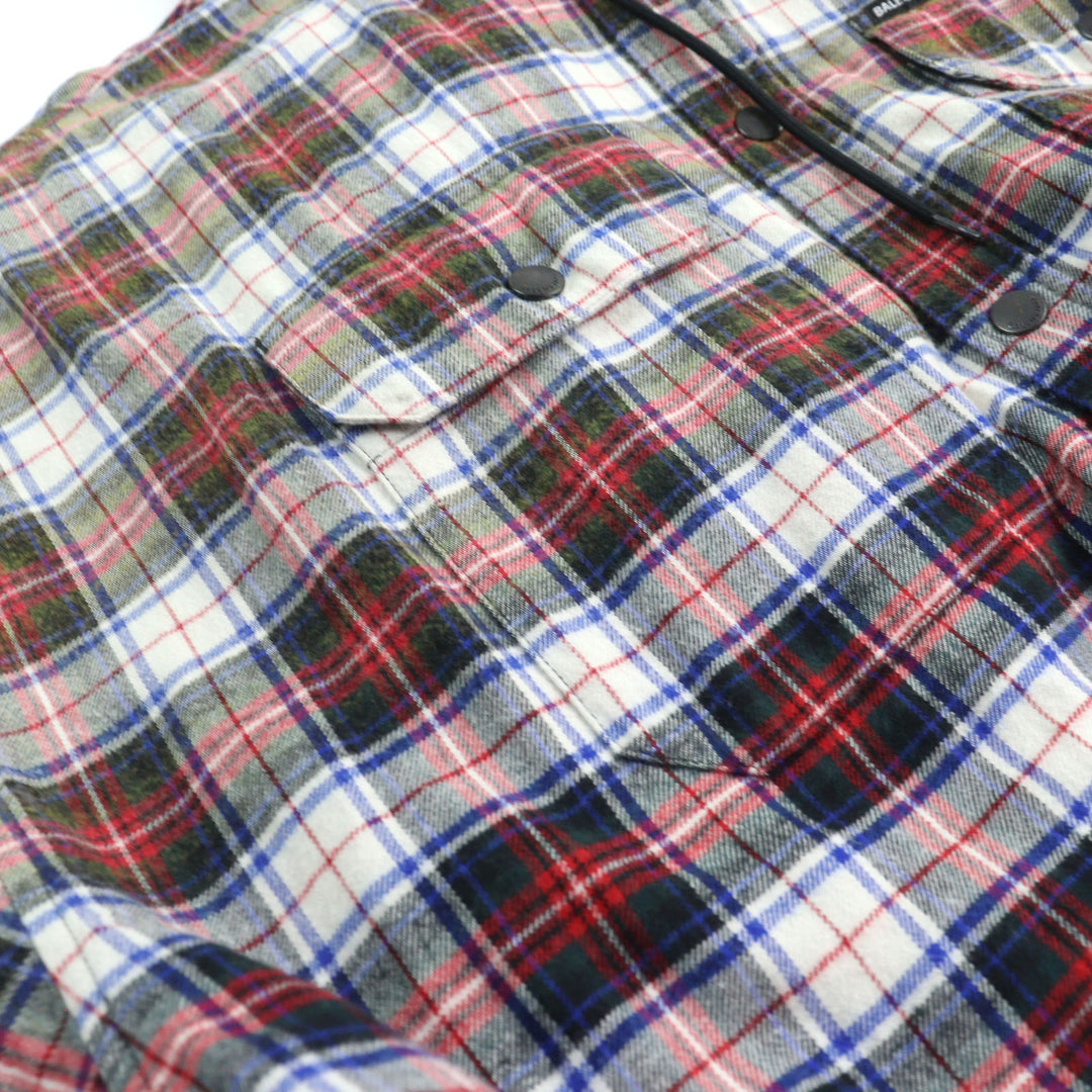 美品○BALENCIAGA バレンシアガ 23SS 699223 BLEACHED PLAID HOODED SHIRT フーデッド フランネル シャツジャケット S 正規品 メンズ
