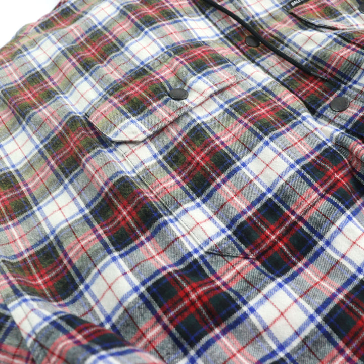 美品○BALENCIAGA バレンシアガ 23SS 699223 BLEACHED PLAID HOODED SHIRT フーデッド フランネル シャツジャケット S 正規品 メンズ