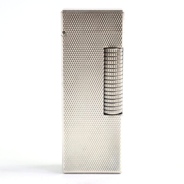 美品○Dunhill ダンヒル 総柄 スクエアフォルム ローラー式 喫煙グッズ ガスライター シルバー スイス製 着火確認済み
