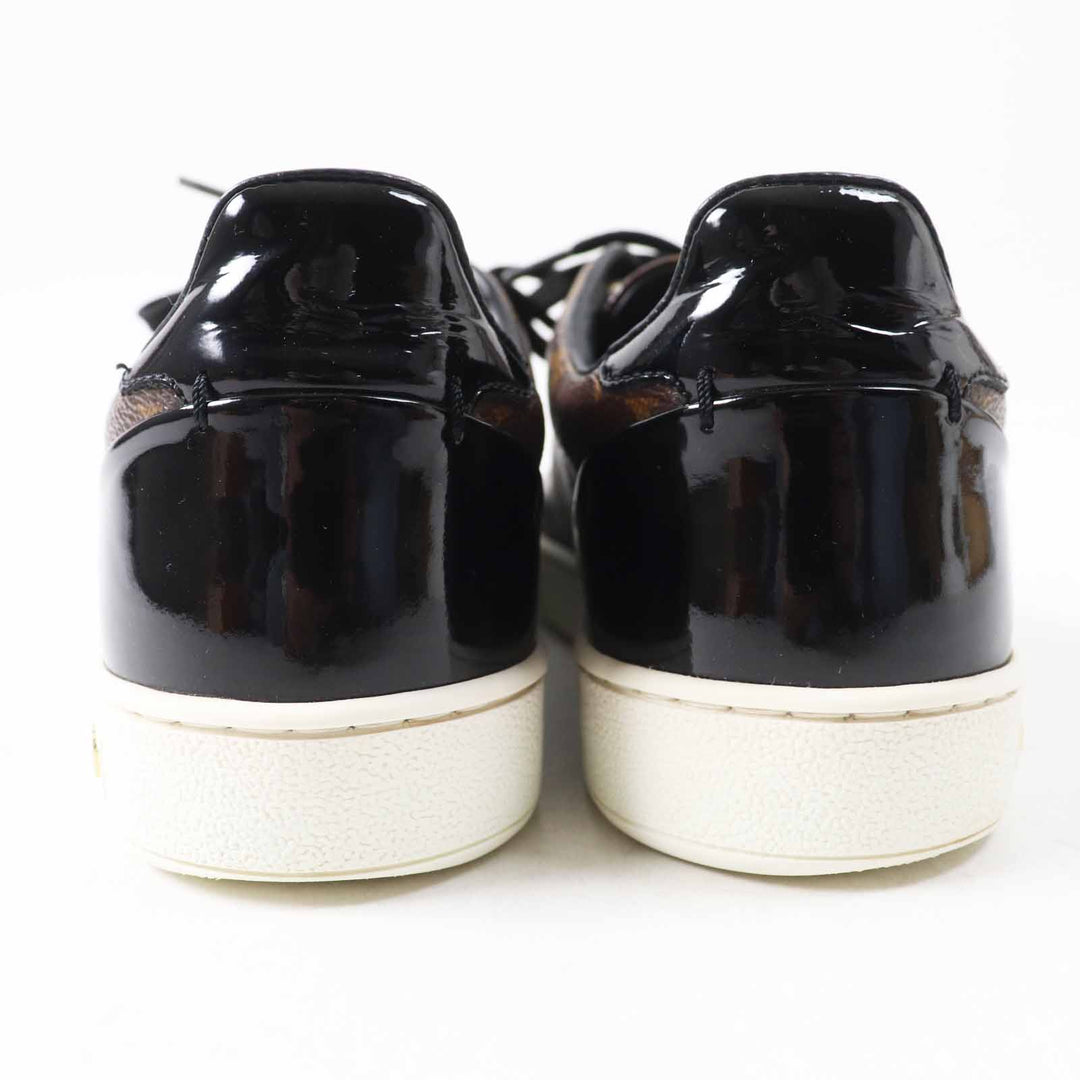 美品◎LOUIS VUITTON ルイヴィトン フロントローライン モノグラムキャンバス パテントレザー スニーカー ブラウン 35.5 箱・保存袋付き