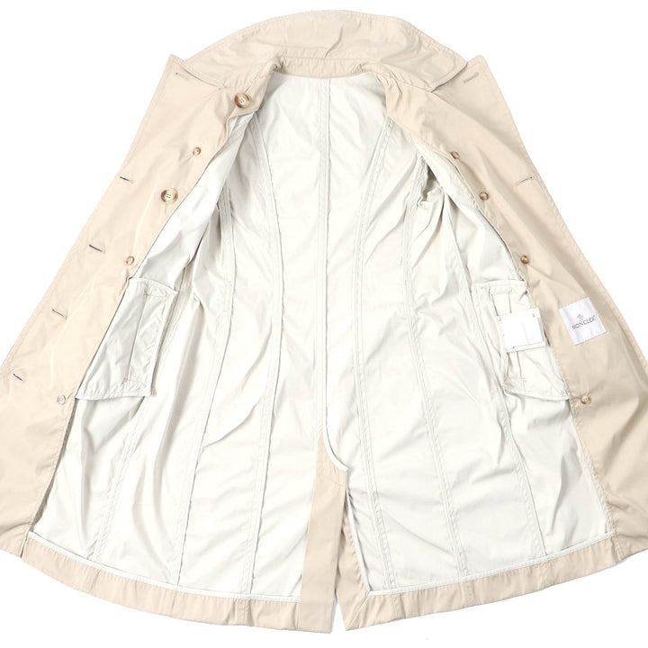 美品△MONCLER モンクレール GOBIE ロゴタグ ロゴボタン ベルト付 コットン混 ナイロントレンチコート ベージュ 0 正規品 レディース