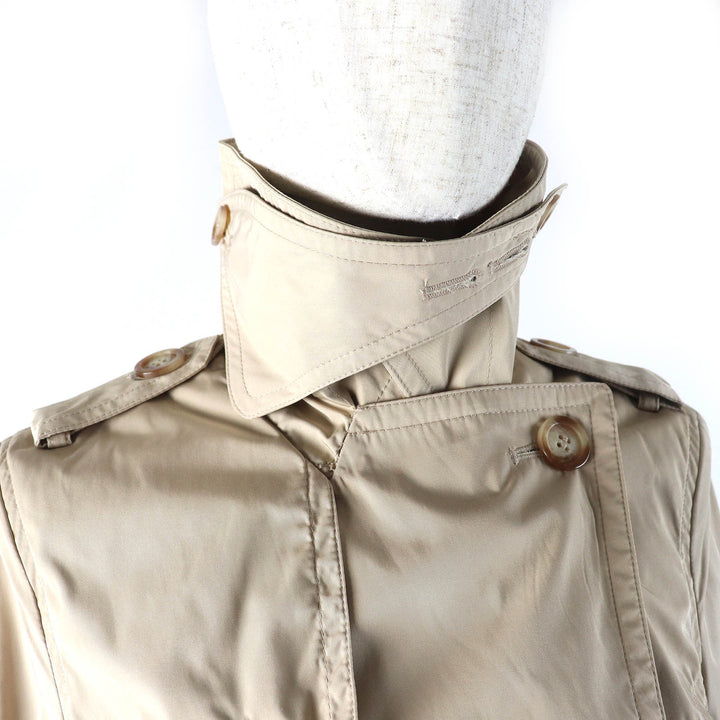 美品△MONCLER モンクレール GOBIE ロゴタグ ロゴボタン ベルト付 コットン混 ナイロントレンチコート ベージュ 0 正規品 レディース