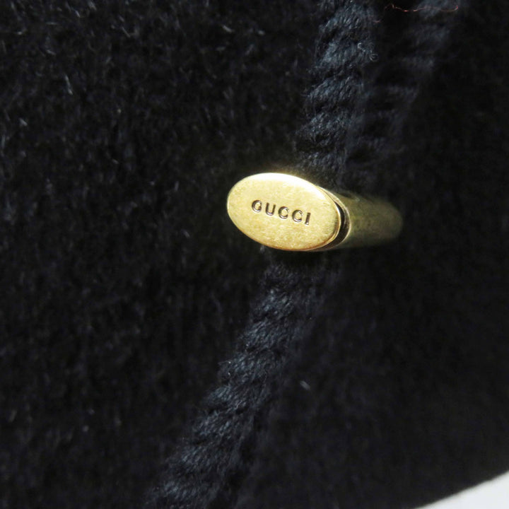極美品◎GUCCI グッチ ラビットフェルト ワイドブリム ハット ブラック ダークネイビー XL 60 イタリア製 正規品 レディース