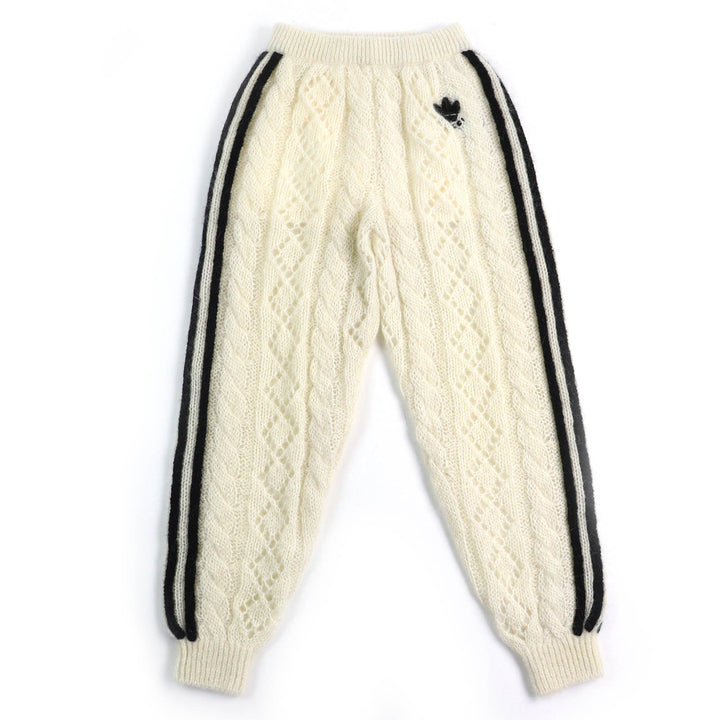 未使用品△GUCCI×adidas グッチ×アディダス 721504 トレフォイル スリーストライプス モヘア ニットパンツ アイボリー ブラック S 正規品