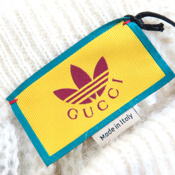 未使用品△GUCCI×adidas グッチ×アディダス 721504 トレフォイル スリーストライプス モヘア ニットパンツ アイボリー ブラック S 正規品