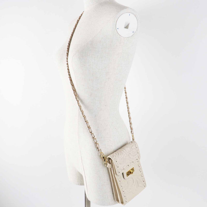 極美品◎Carving Tribes カービング トライブス Chain mini BAG チェインミニバッグ レザーショルダーバッグ ベージュ ゴールド金具 袋