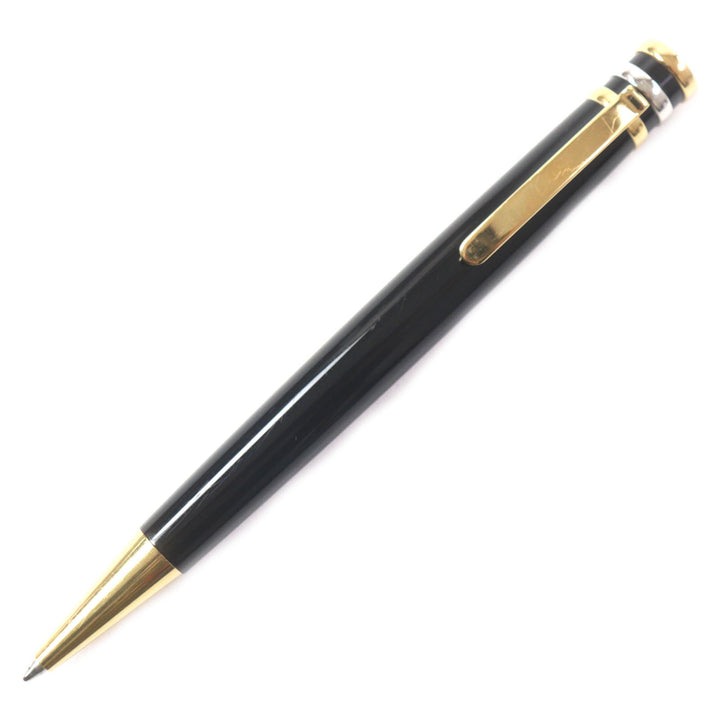 良品▼Cartier カルティエ トリニティ ロゴ刻印入り ツイスト式 ボールペン ブラック ゴールド ケース付 フランス製 メンズ 筆記確認済み
