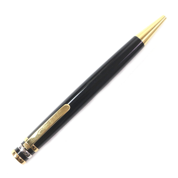 良品▼Cartier カルティエ トリニティ ロゴ刻印入り ツイスト式 ボールペン ブラック ゴールド ケース付 フランス製 メンズ 筆記確認済み