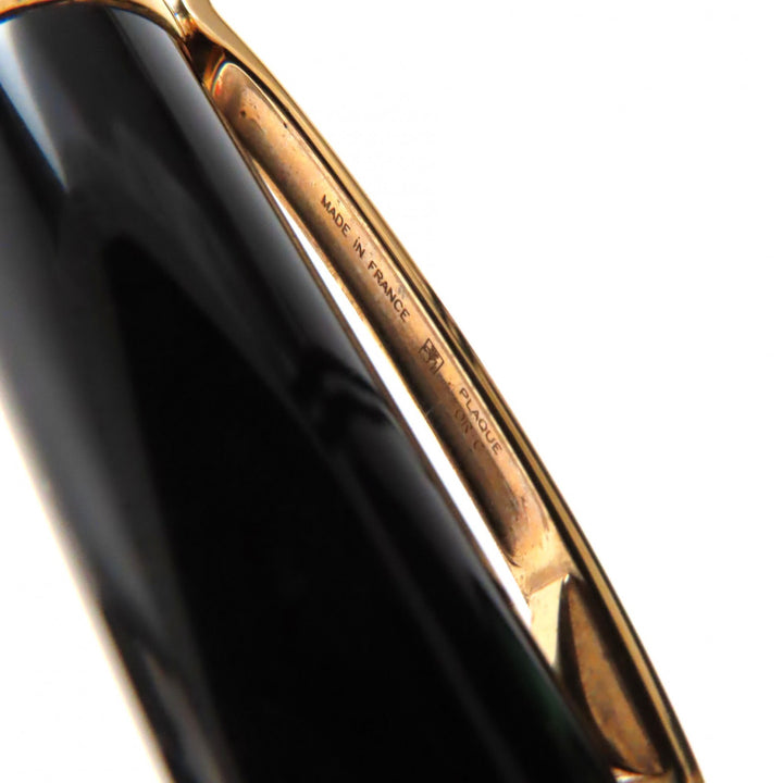 良品▼Cartier カルティエ トリニティ ロゴ刻印入り ツイスト式 ボールペン ブラック ゴールド ケース付 フランス製 メンズ 筆記確認済み