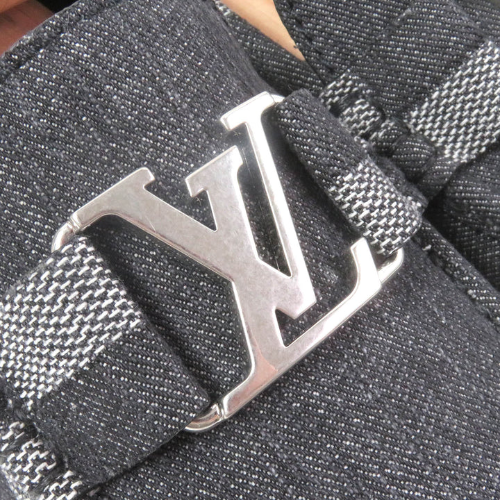 極美品□LOUIS VUITTON ルイヴィトン 2022年製 モンテカルロライン ダミエ LVロゴ金具 デニム ドライビングシューズ 6 イタリア製