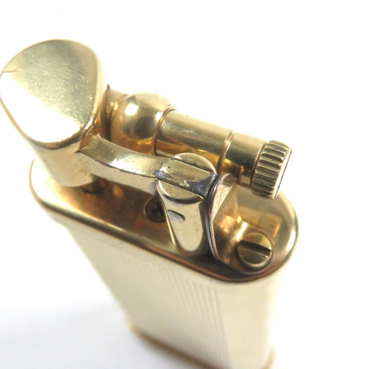 良品○Dunhill ダンヒル ユニーク ハンマー式 ストライプ柄 オーバルフォルム 喫煙グッズ ガスライター ゴールド 英国製 着火確認済み