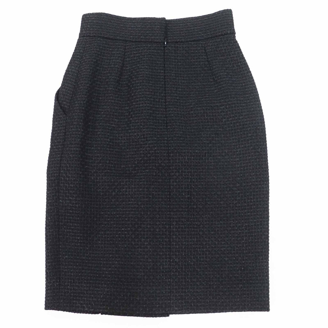 極美品◎CHANEL シャネル P36751 ココマーク付き ツイード ひざ下丈 タイトスカート ブラック 36 仏製 正規品 レディース